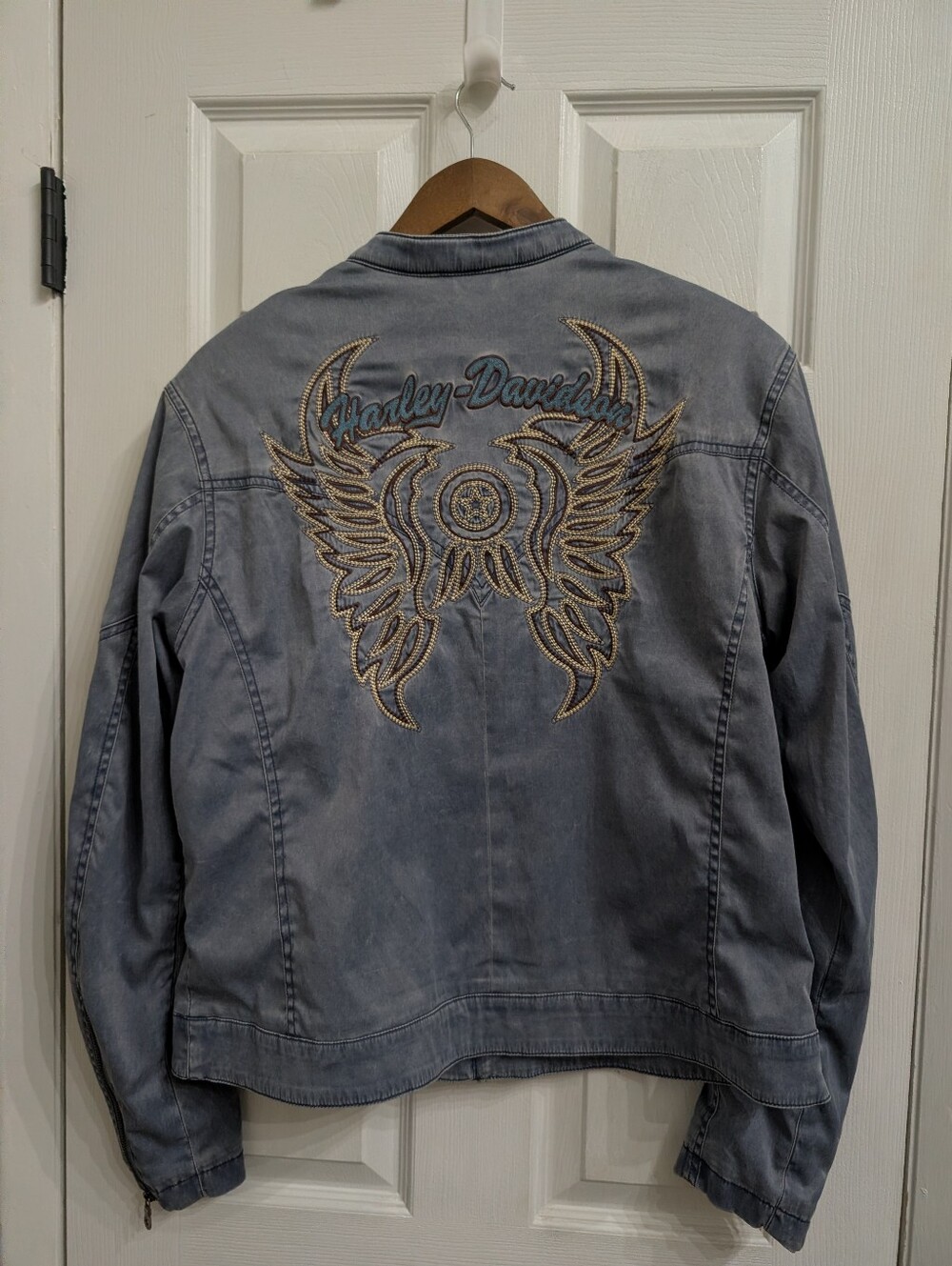 Harley Davidson Women's XL Embroidered Wings Lined Zip Jacket 97442-06VW Blue